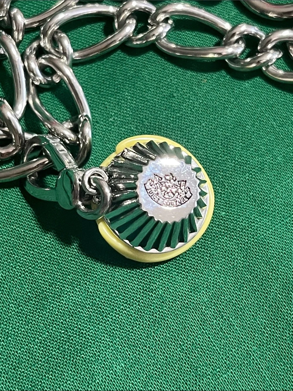 Juicy Couture Silver Chain Bracelet with Yellow Floral Enamel Cupcake  Charm